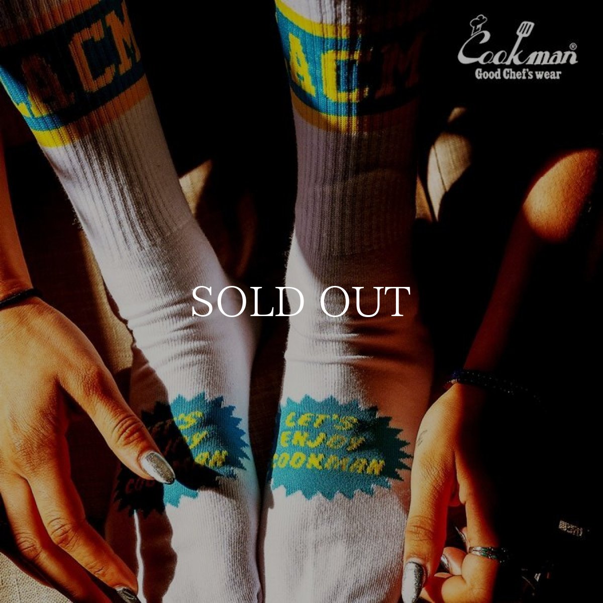 画像10: COOKMAN  ソックス Rib Crew Socks CMLA logo White (10)