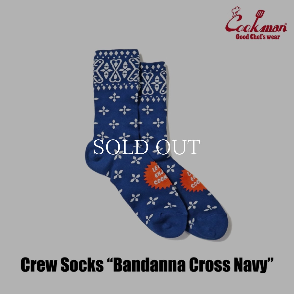 画像3: COOKMAN  ソックス Crew Socks Bandanna Cross Navy (3)