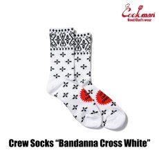 画像3: COOKMAN  ソックス Crew Socks Bandanna Cross White (3)