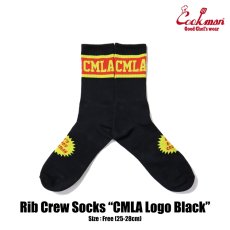 画像1: COOKMAN  ソックス Rib Crew Socks CMLA logo Black (1)