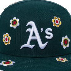 画像7: NEW ERA  59FIFTY MLB Flower Embroidery オークランド・アスレチックス ダークグリーン (7)