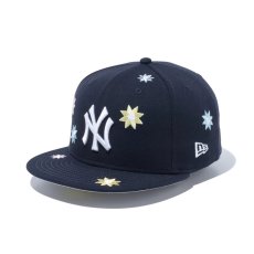 画像1: NEW ERA  59FIFTY MLB Flower Embroidery ニューヨーク・ヤンキース ネイビー (1)