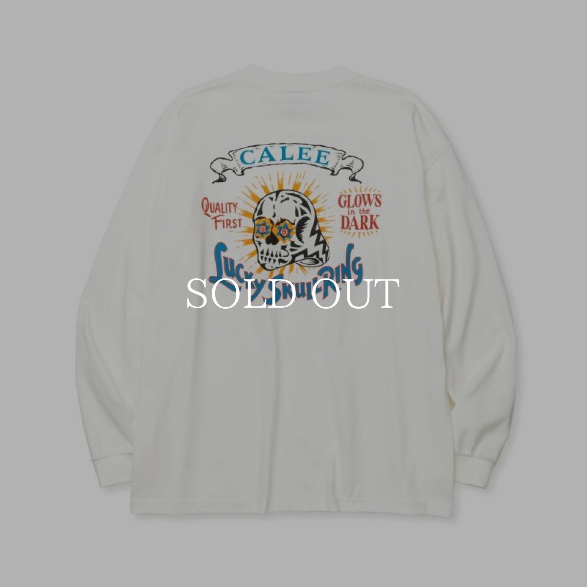 画像1: CALEE  LUCKY SKULL RING LOGO DROP SHOULDER L/S TEE (1)