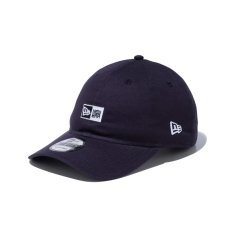 画像1: NEW ERA  9THIRTY ボックスロゴ ノンウォッシュコットン ネイビー × ホワイト (1)