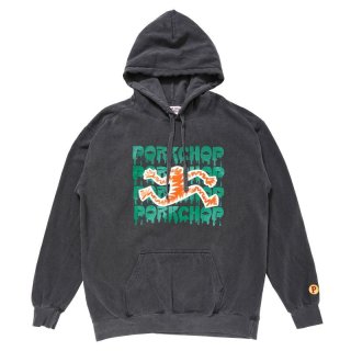 PORKCHOP ポークチョップ カレッジロゴ スウェット プルオーバーパーカー PORKCHOP GARAGE SUPPLY - PORK BACK HOODIE (BLACK) / ポーク