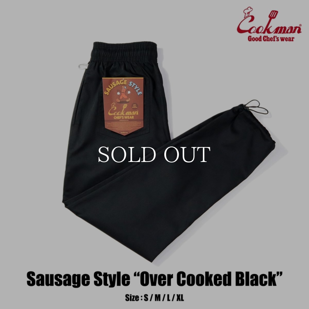 画像1: COOKMAN  Chef Pants Sausage Style Over Cooked Black (1)