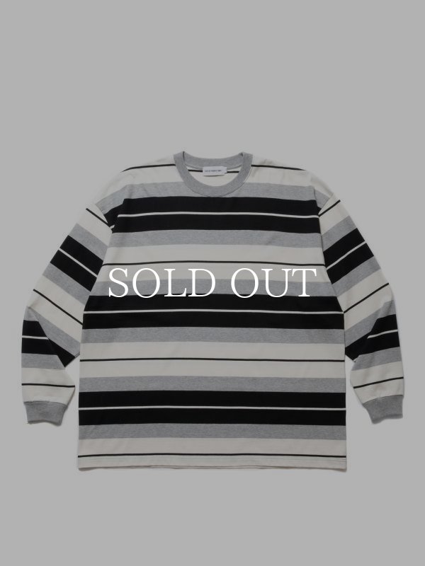 トップス COOTIE PRODUCTIONS Panel Border L/S Tee COOTIE / Supima Border Oversized L/S Tee -Black-