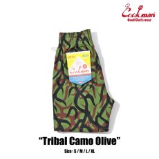 画像1: COOKMAN  Chef Pants Short Tribal Camo Olive (1)