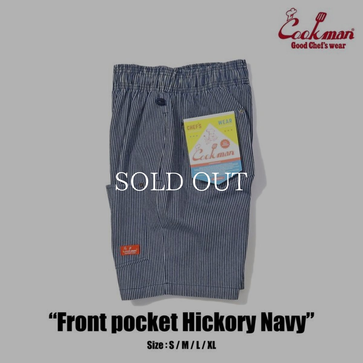 画像2: COOKMAN  Chef Pants Short Front pocket Hickory Navy (2)