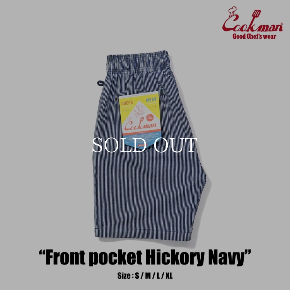 画像1: COOKMAN  Chef Pants Short Front pocket Hickory Navy (1)