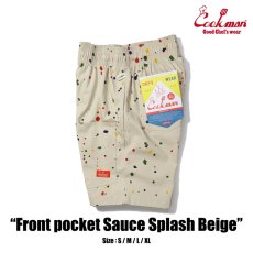 画像2: COOKMAN   Chef Pants Short Front pocket Sauce Splash Beige (2)
