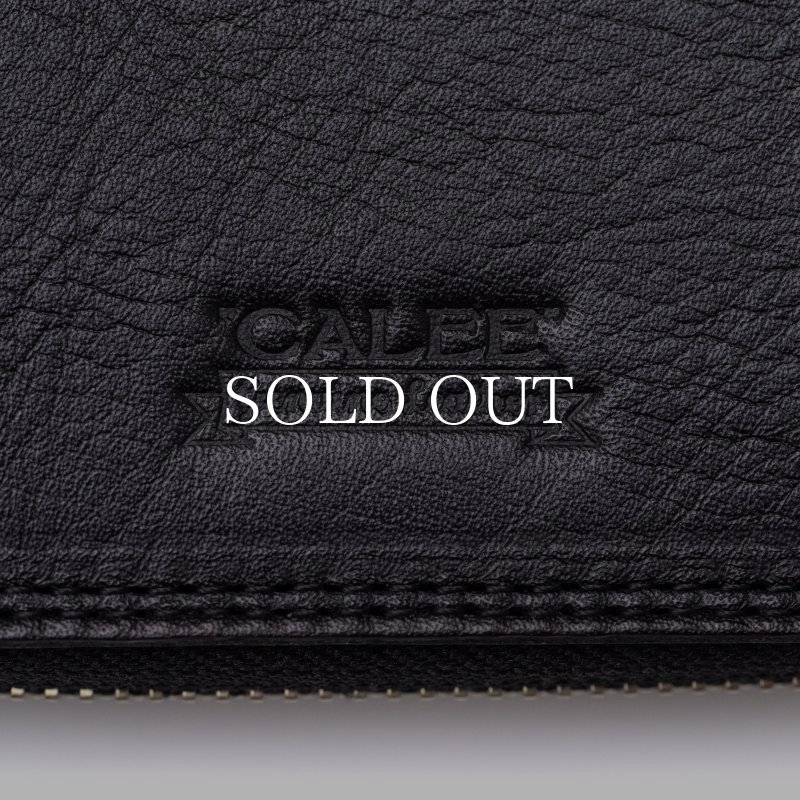 CALEE PLANE LEATHER ROUND TYPE ZIP LONG WALLET CL-24SS001LE SP