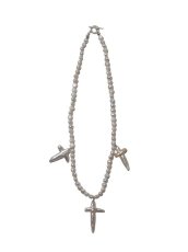 画像1: COOTIE   Distortion Cross Pearl Necklace (Type-2) (1)