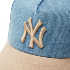 画像5: NEW ERA  9FORTY A-Frame MLB Denim 2-Tone ニューヨーク・ヤンキース ウォッシュドデニム カーキスウェードバイザー (5)