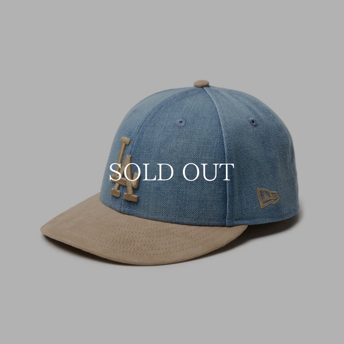 画像1: NEW ERA  LP 59FIFTY MLB Denim 2-Tone ロサンゼルス・ドジャース ウォッシュドデニム カーキスウェードバイザー (1)