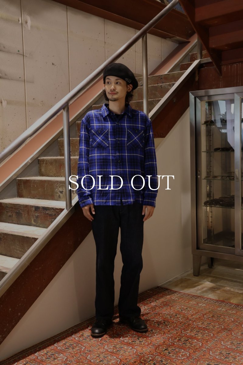 画像8: RATS  COTTON FLANNEL BLUE CHECK SHIRT (8)