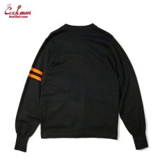 画像2: COOKMAN  カーディガン Knitted Cardigan Letterman Black (2)