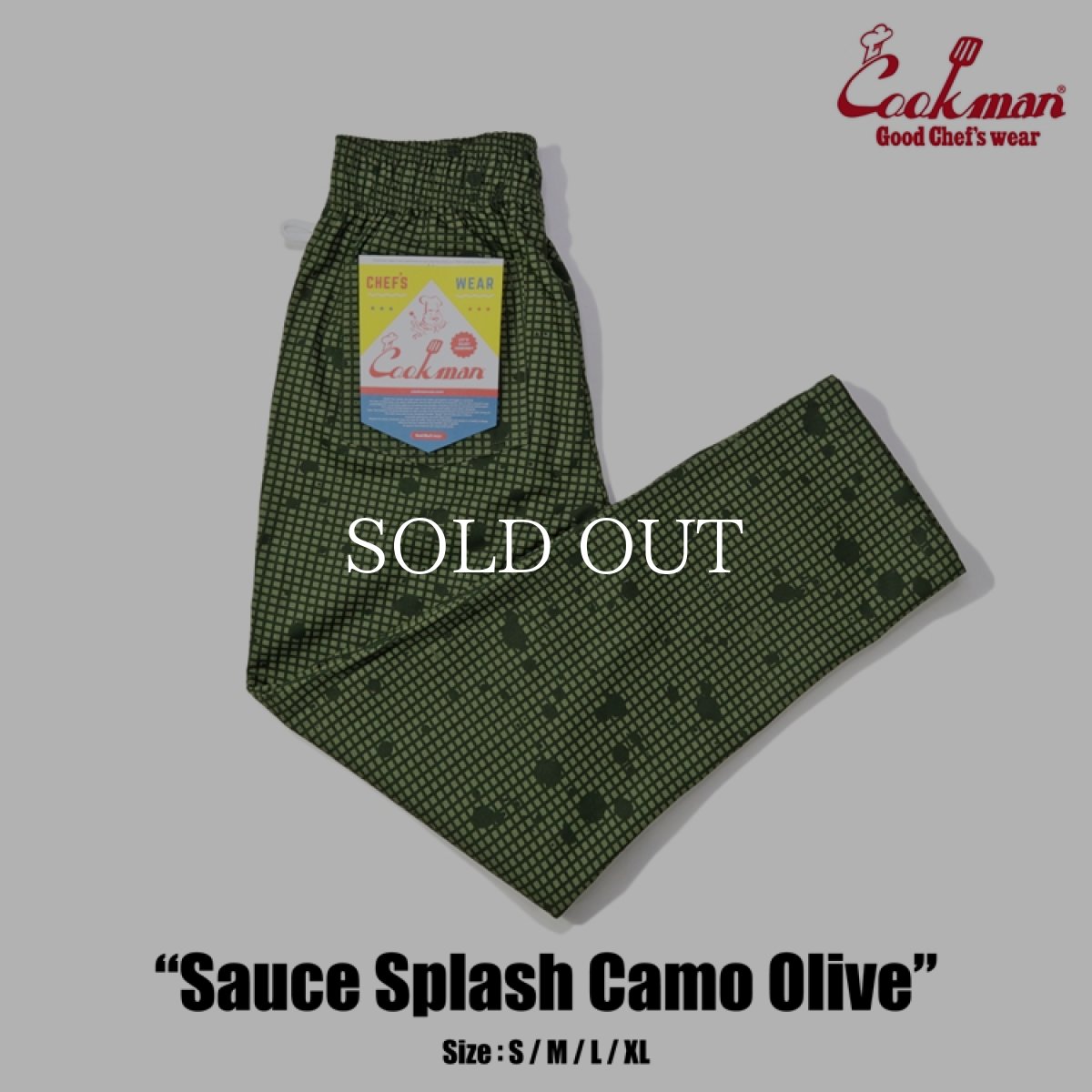 画像1: COOKMAN  Chef Pants Sauce Splash Camo Olive (1)