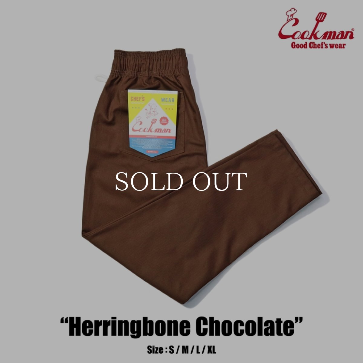 画像1: COOKMAN  Chef Pants Herringbone Chocolate (1)