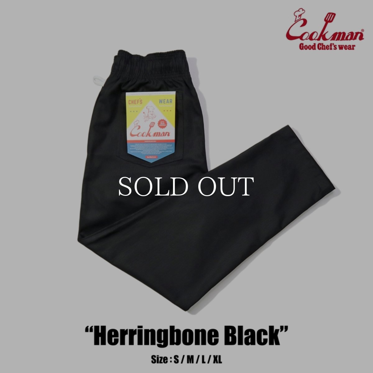 画像1: COOKMAN  Chef Pants Herringbone Black (1)