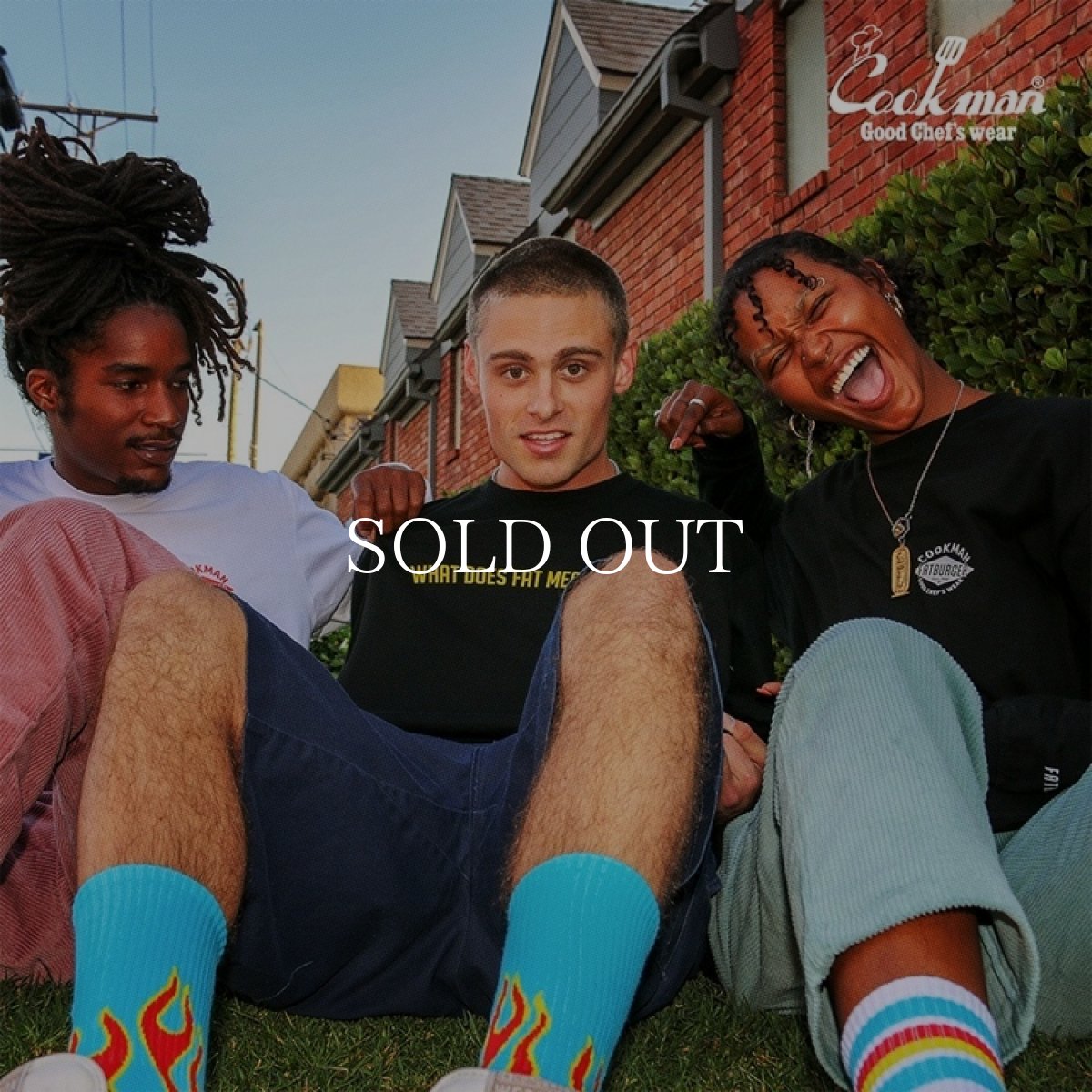 画像5: COOKMAN  Rib Crew Socks FAT Logo White (5)