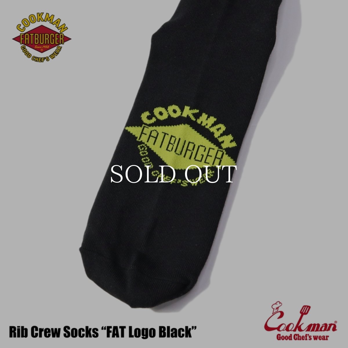 画像4: COOKMAN  Rib Crew Socks FAT Logo Black (4)