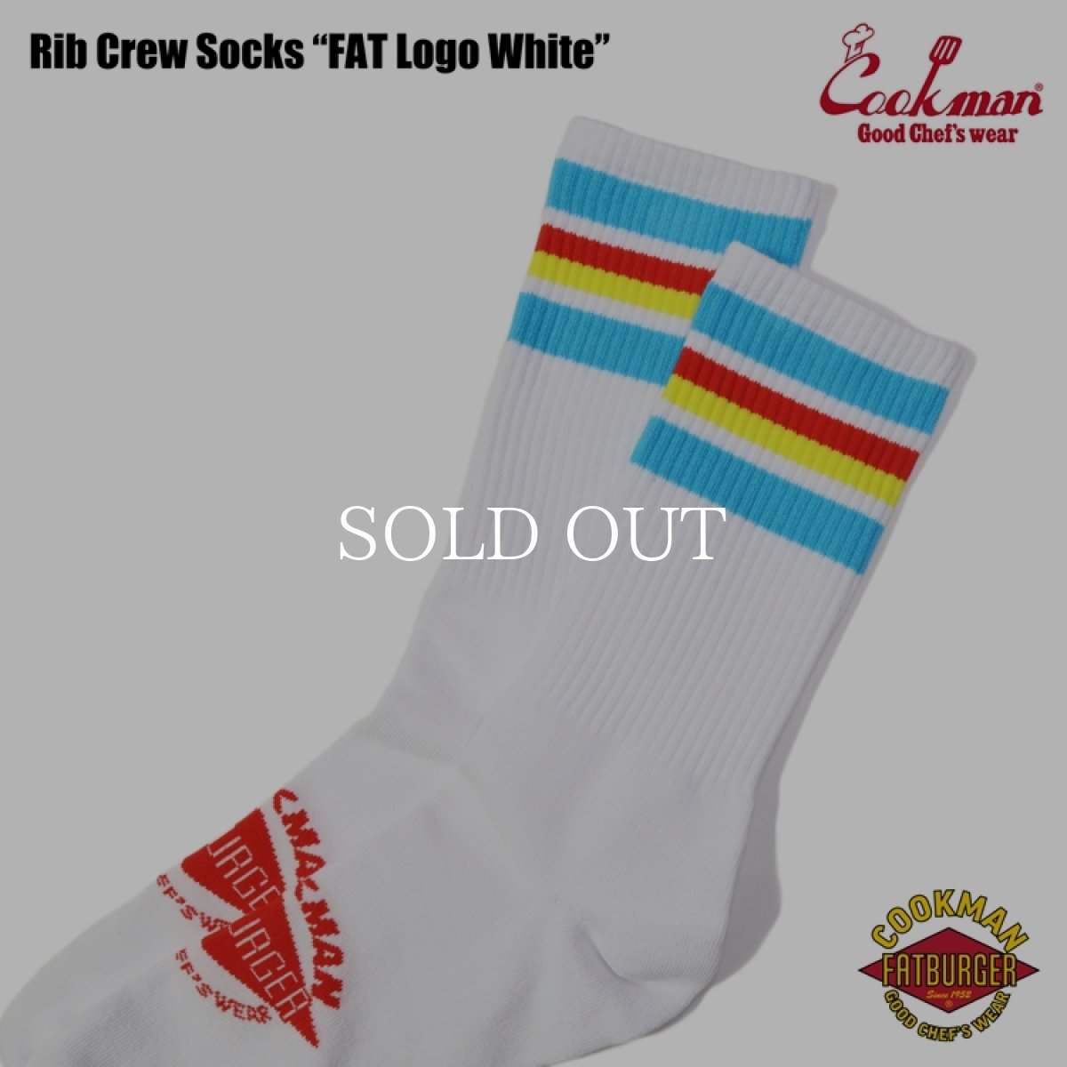 画像3: COOKMAN  Rib Crew Socks FAT Logo White (3)