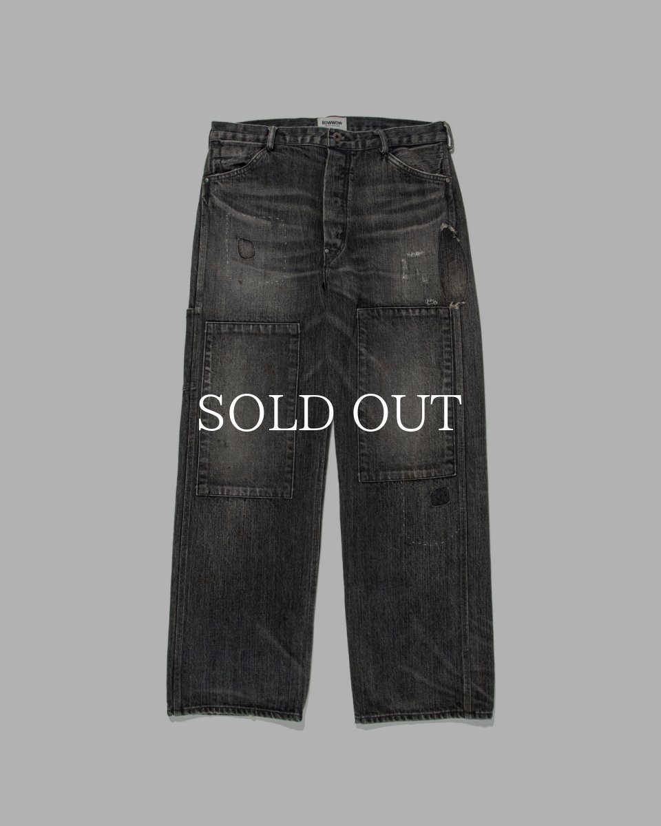 画像1: BOW WOW  30S BLACK DENIM PANTS REPAIRED (1)