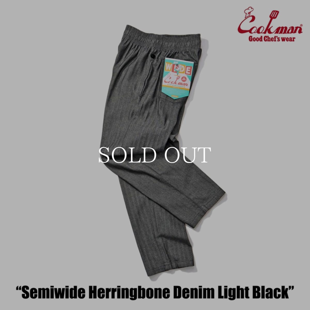 画像5: COOKMAN  シェフパンツ Chef Pants Semiwide Herringbone Denim Light Black (5)