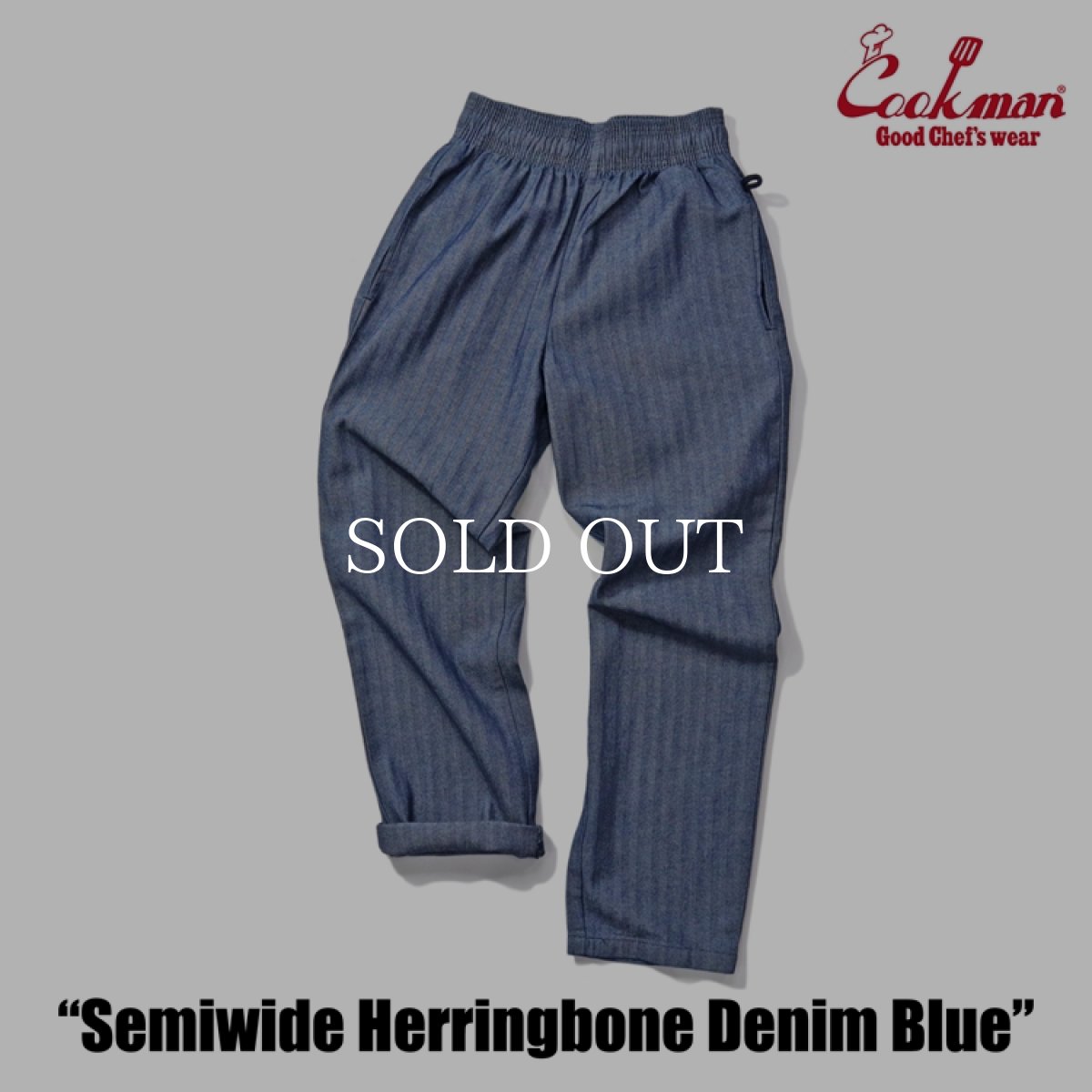 画像4: COOKMAN  シェフパンツ Chef Pants Semiwide Herringbone Denim Blue (4)