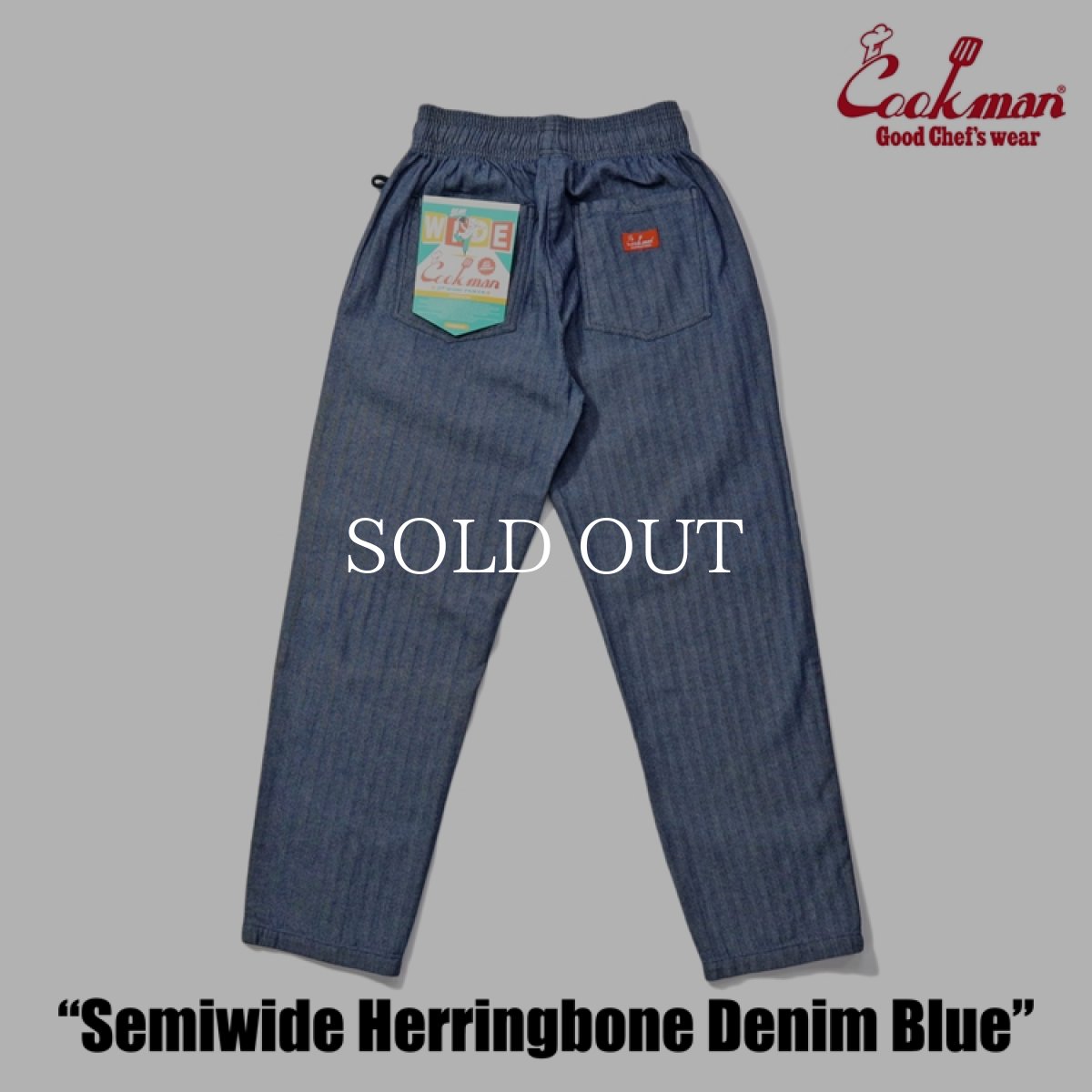 画像3: COOKMAN  シェフパンツ Chef Pants Semiwide Herringbone Denim Blue (3)