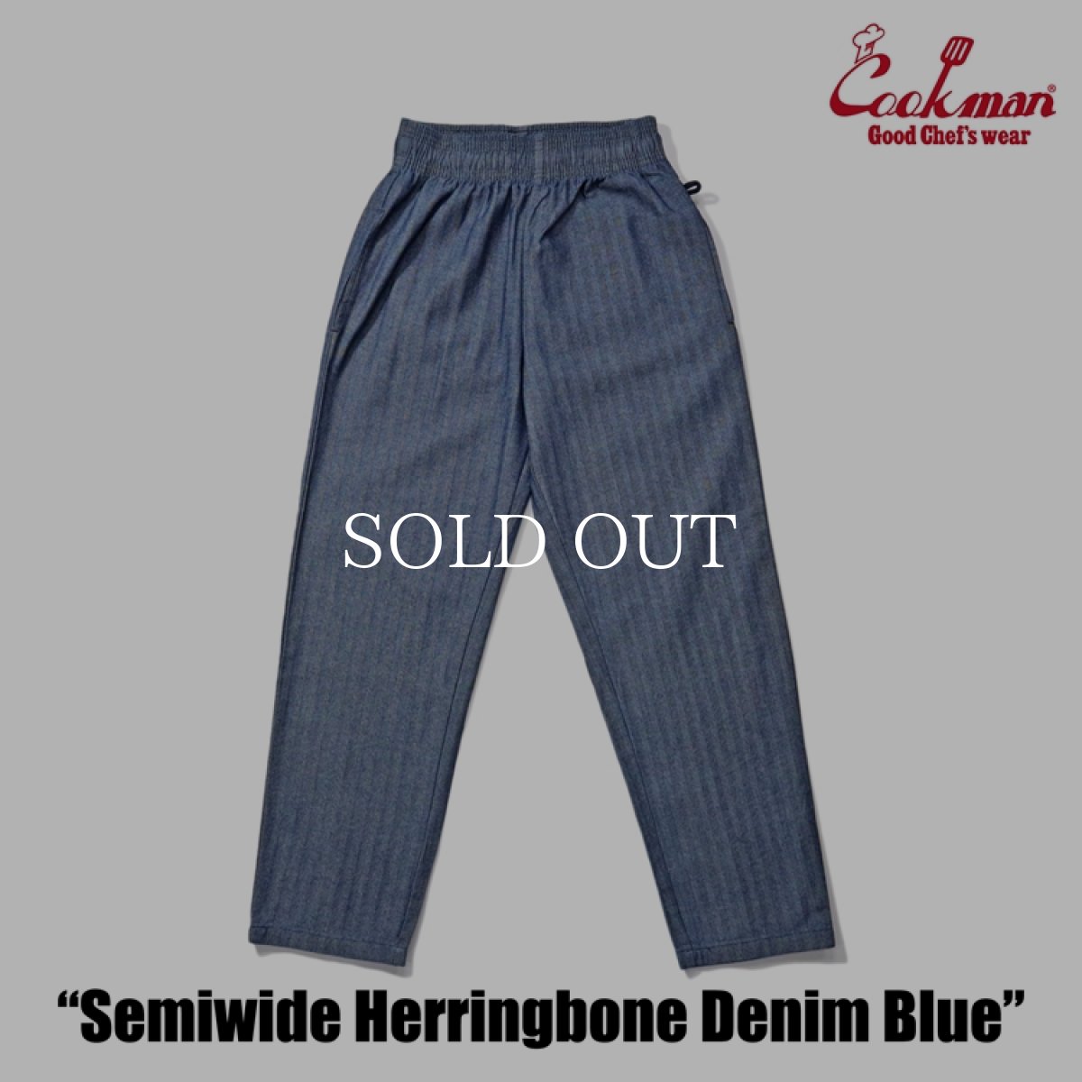 画像2: COOKMAN  シェフパンツ Chef Pants Semiwide Herringbone Denim Blue (2)