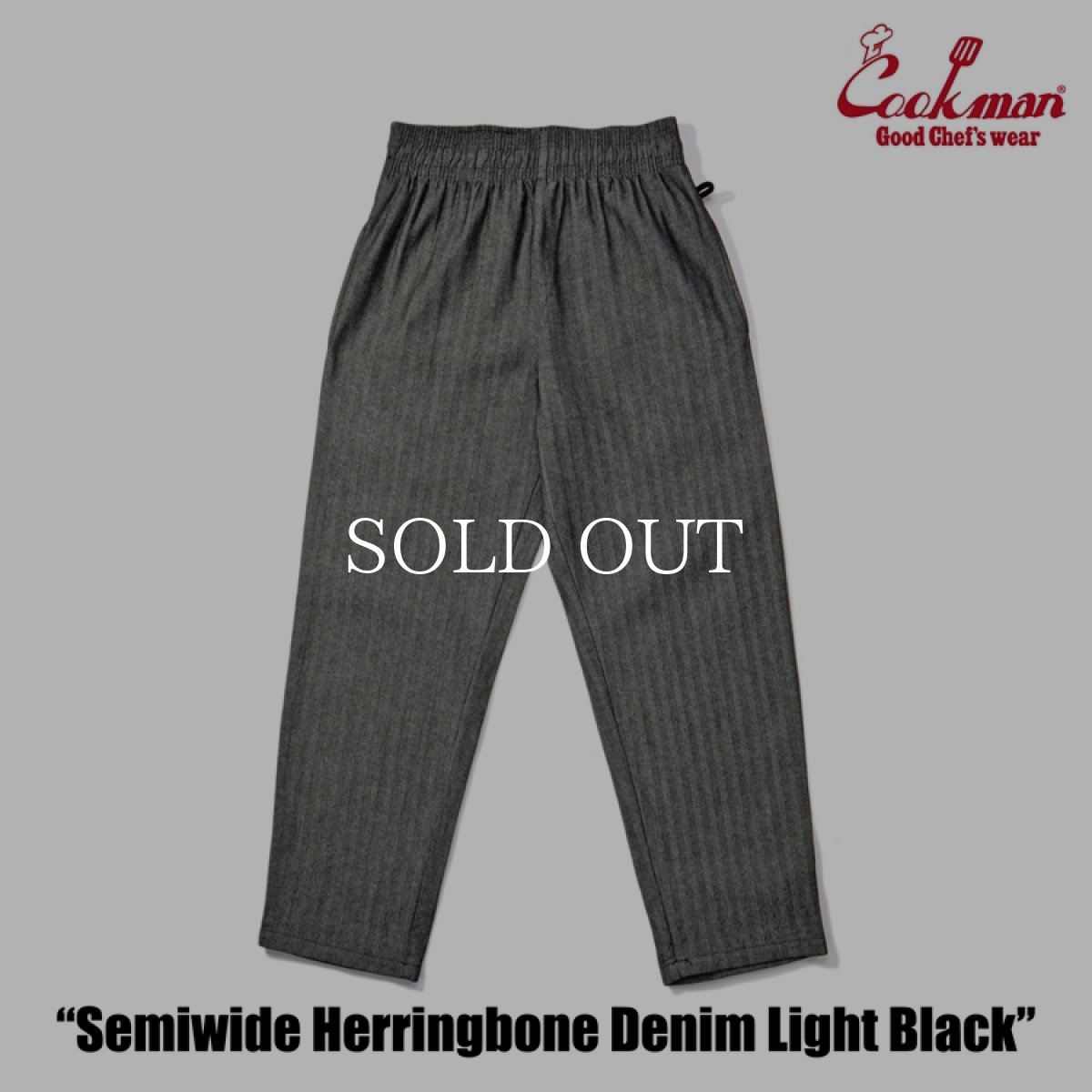 画像2: COOKMAN  シェフパンツ Chef Pants Semiwide Herringbone Denim Light Black (2)