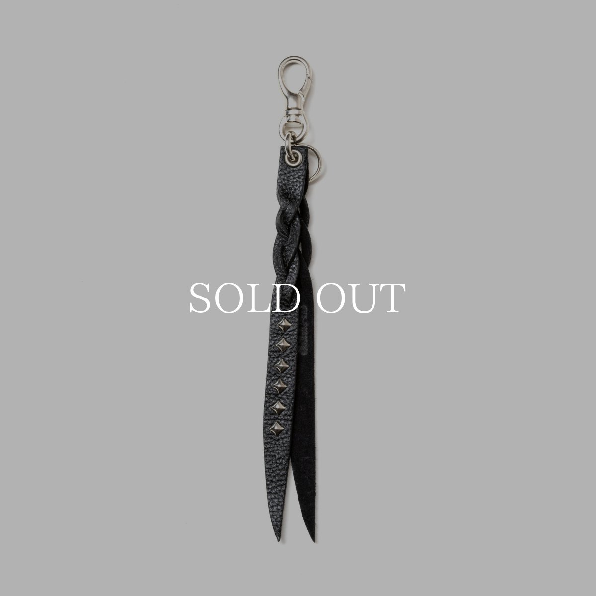 画像1: CALEE  STUDS & KNITTING LEATHER SHORT KEY RING ＜TYPE A＞ (1)