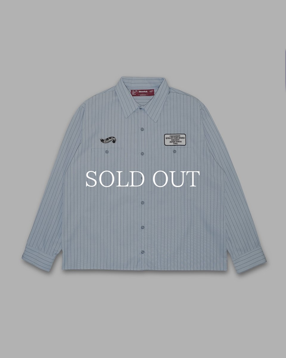 画像2: HideandSeek  HIDEANDSEEKxCarService Work L/S Shirt (Stripe) (2)