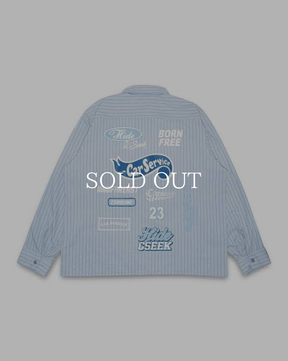 画像1: HideandSeek  HIDEANDSEEKxCarService Work L/S Shirt (Stripe) (1)
