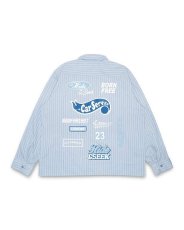 画像1: HideandSeek  HIDEANDSEEKxCarService Work L/S Shirt (Stripe) (1)