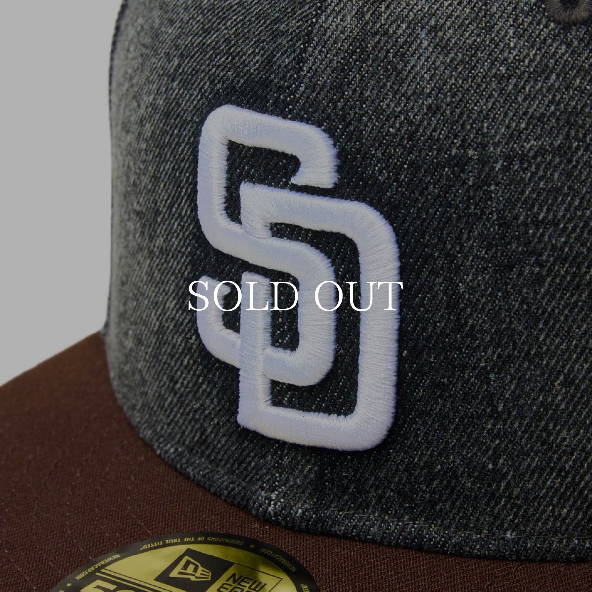 画像5: NEW ERA  59FIFTY MLB Denim 2-Tone サンディエゴ・パドレス ウォッシュド ブラックデニム バーントウッドバイザー (5)