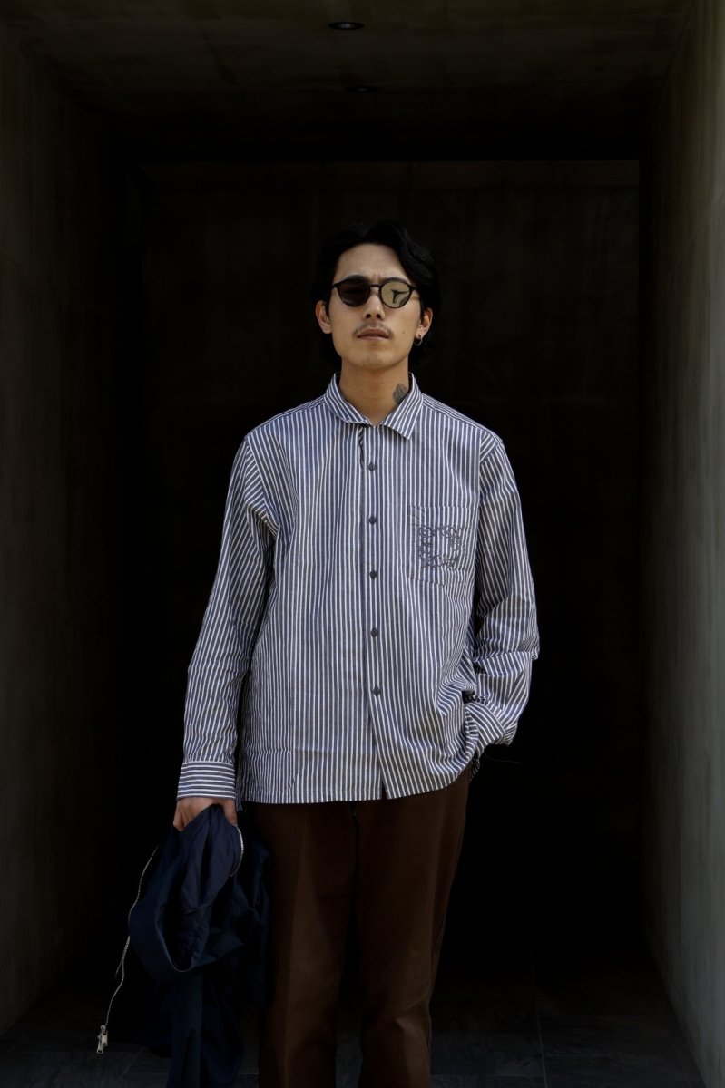 画像4: nonnative  VOYAGER L/S SHIRT C/Li/Ra BROAD STRIPE (4)