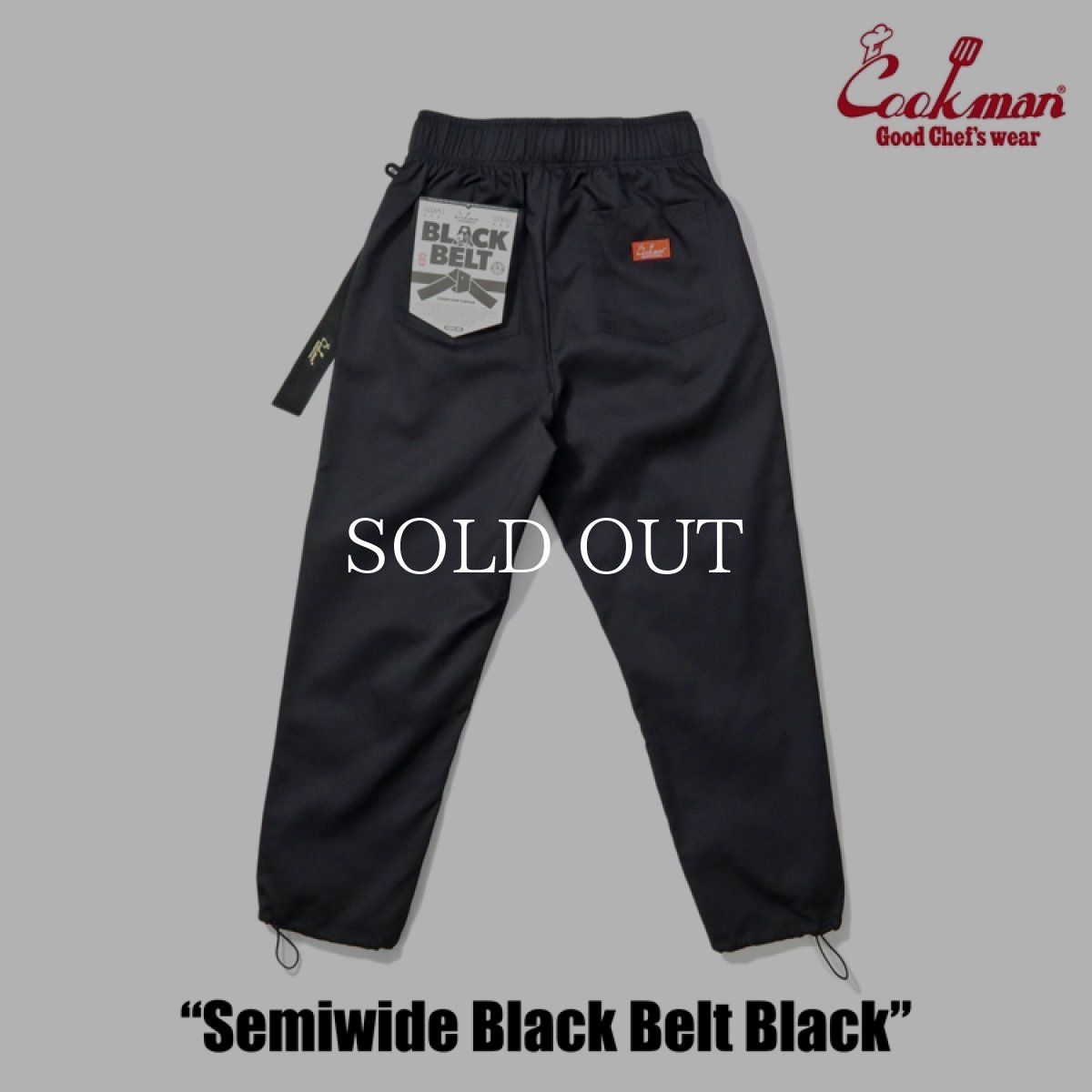 画像3: COOKMAN  シェフパンツ Chef Pants Semiwide Black Belt Black (3)