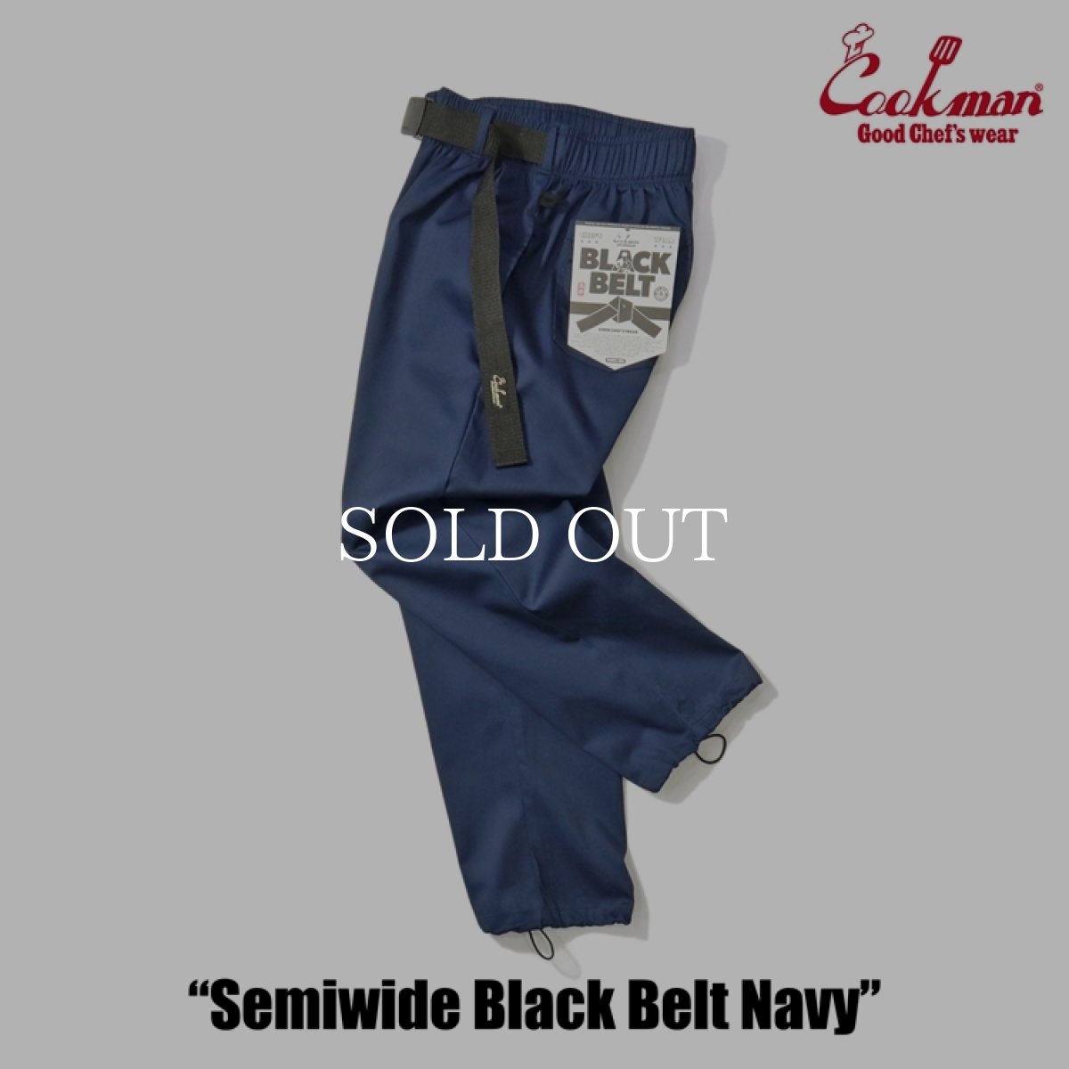 画像5: COOKMAN  シェフパンツ Chef Pants Semiwide Black Belt Navy (5)