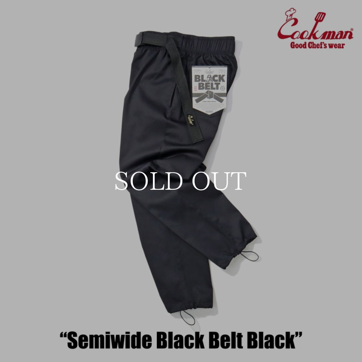 画像4: COOKMAN  シェフパンツ Chef Pants Semiwide Black Belt Black (4)