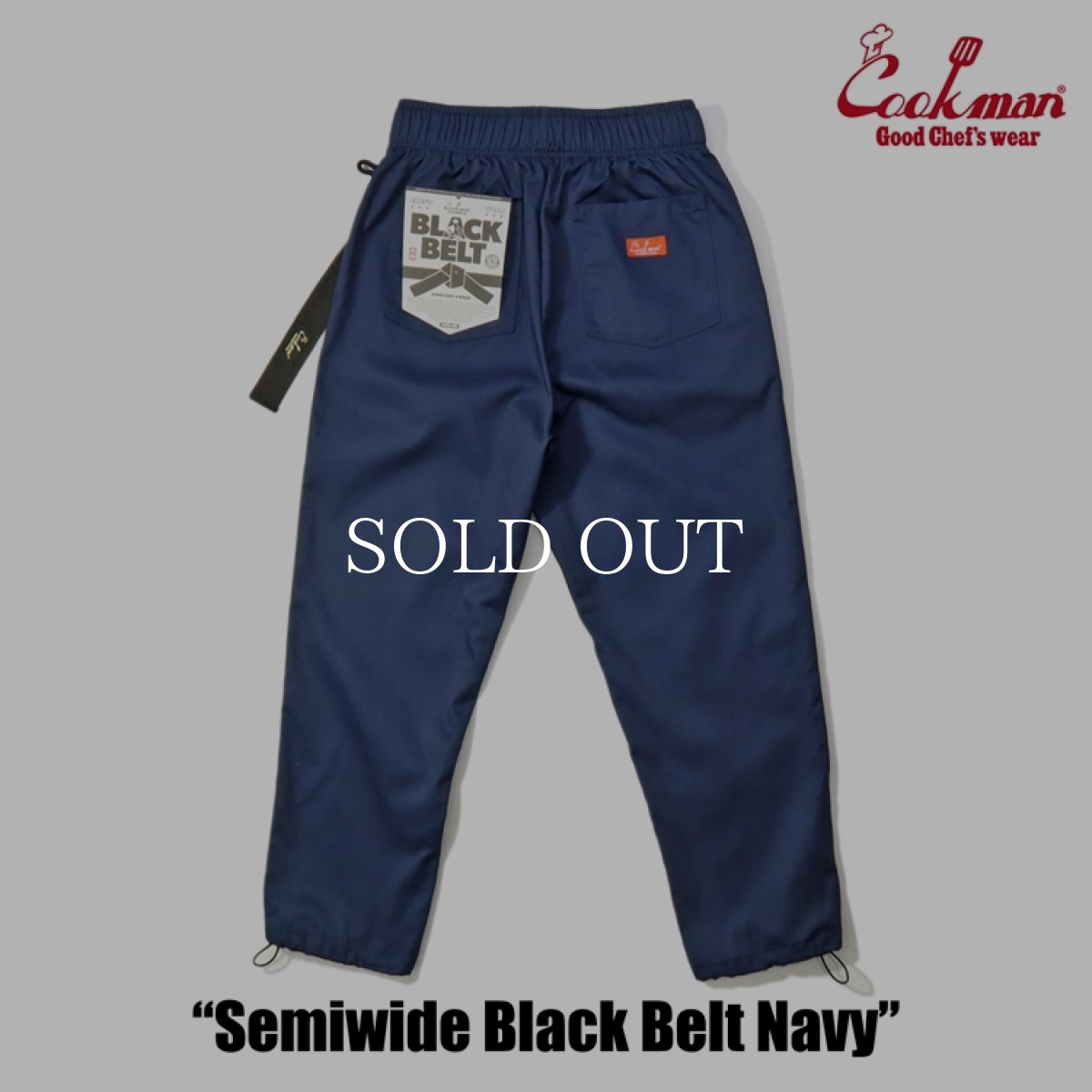 画像3: COOKMAN  シェフパンツ Chef Pants Semiwide Black Belt Navy (3)