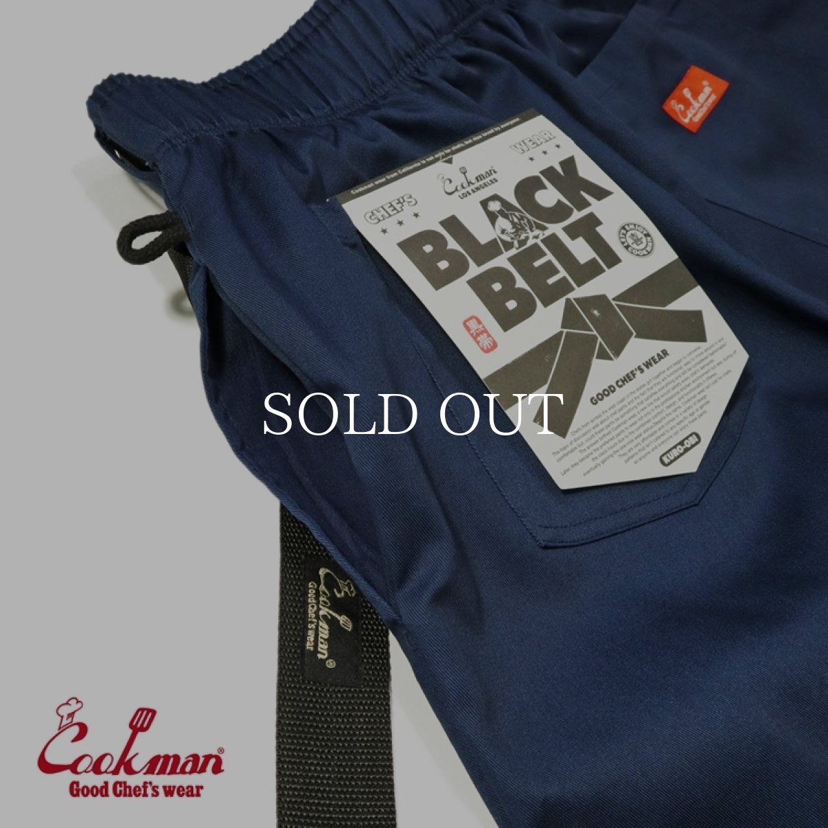 画像10: COOKMAN  シェフパンツ Chef Pants Semiwide Black Belt Navy (10)