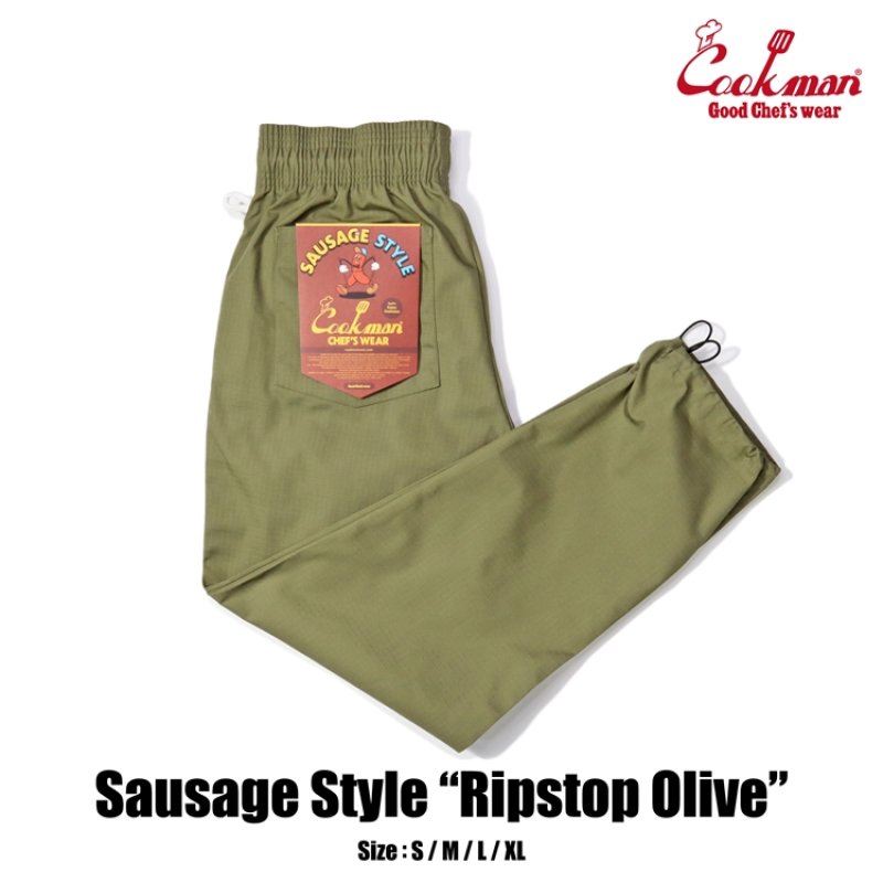 COOKMAN シェフパンツ Chef Pants Sausage Style Ripstop Olive 231