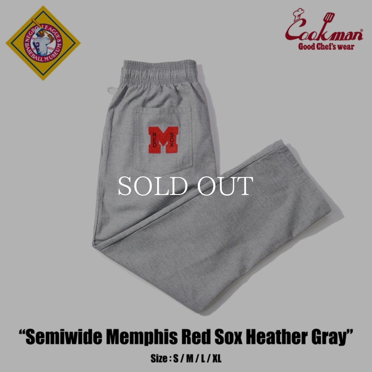 画像1: COOKMAN  シェフパンツ Chef Pants Semiwide Memphis Red Sox Heather Gray (1)