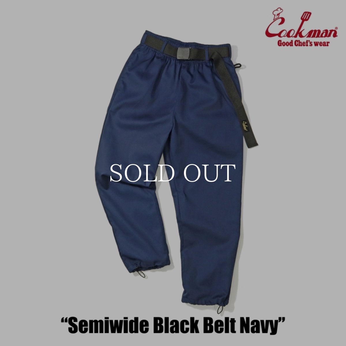画像4: COOKMAN  シェフパンツ Chef Pants Semiwide Black Belt Navy (4)