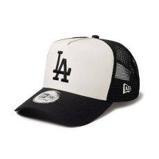 画像1: NEW ERA  9FORTY A-Frame トラッカー MLB Typewriter ロサンゼルス・ドジャース ブラック/クロームホワイト (1)