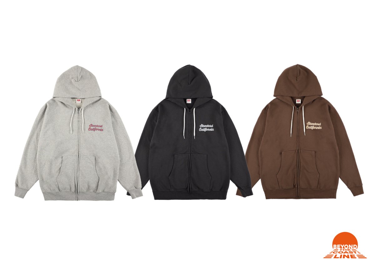 画像1: STANDARD CALIFORNIA  SD US Cotton Script Logo Zip Hood Sweat (1)