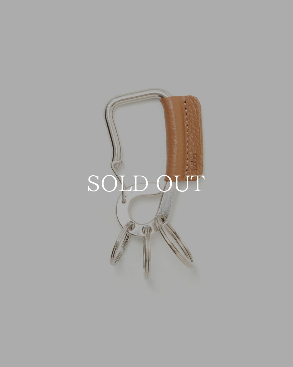 画像1: hobo  CARABINER KEY RING SHINY BRASS with SHRINK COW LEATHER (1)